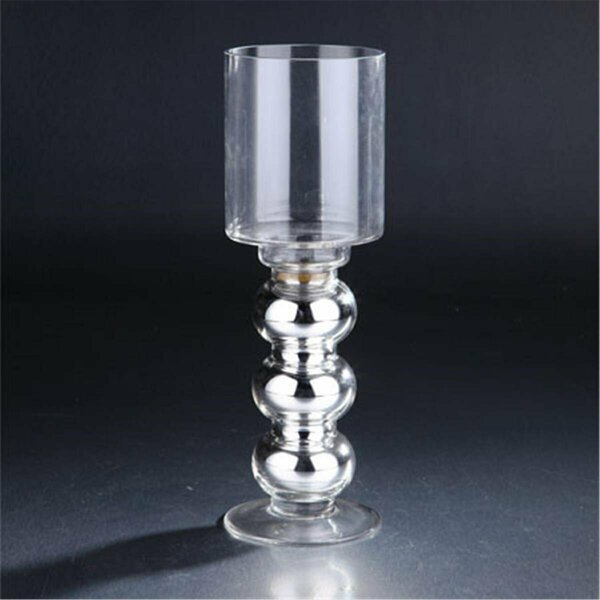 Diamond Star 14 x 4.5 in. Glass Candle Holder, Silver 40007